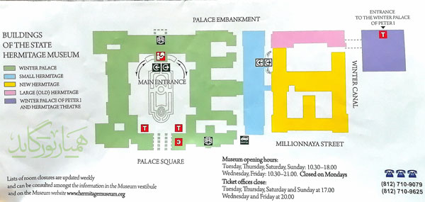 نقشه کلی از ساختمان های موزه اصلی هرمیتاژ